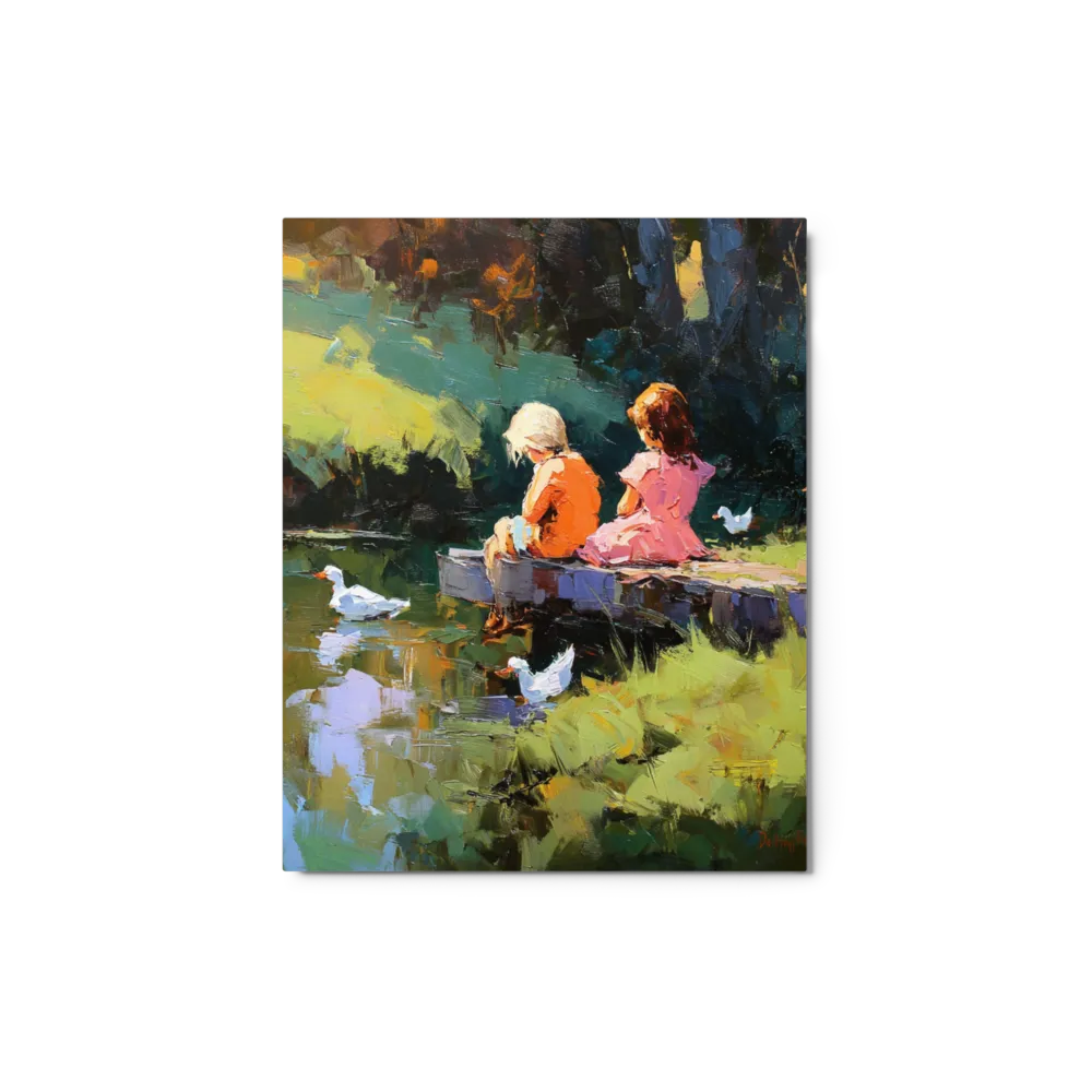 Summer Day at the Pond 
 Canvas with Brown Frame