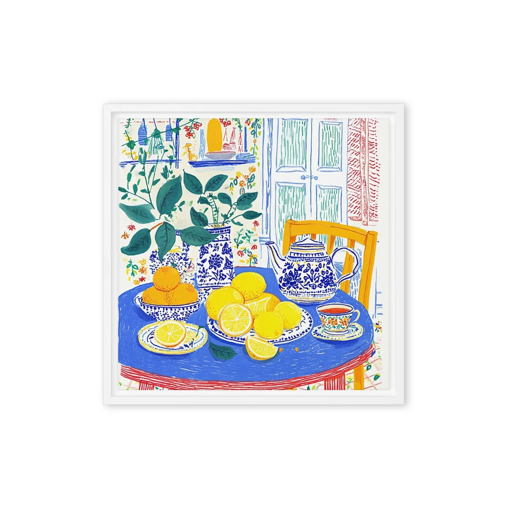 Lemons and Blue Teapot | Art Print
