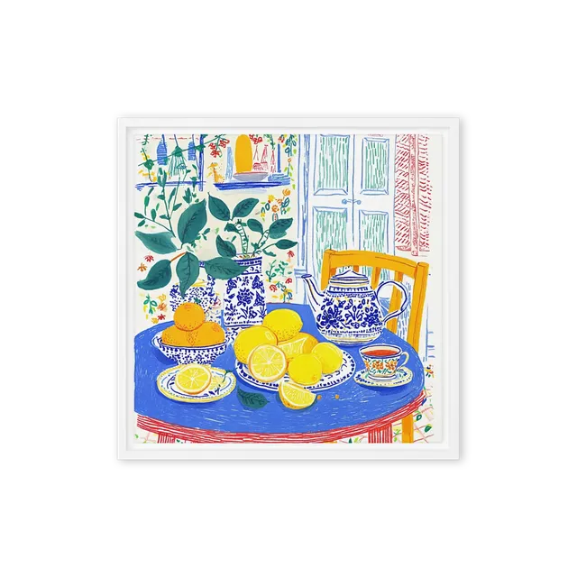 Lemons and Blue Teapot | Art Print