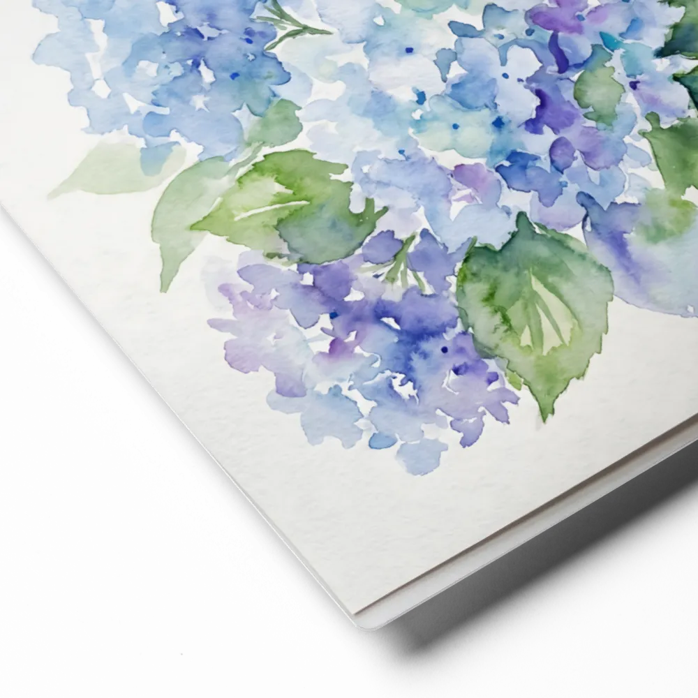Blue Hydrangea Watercolor 
 Poster with White Frame | 12″x 16″