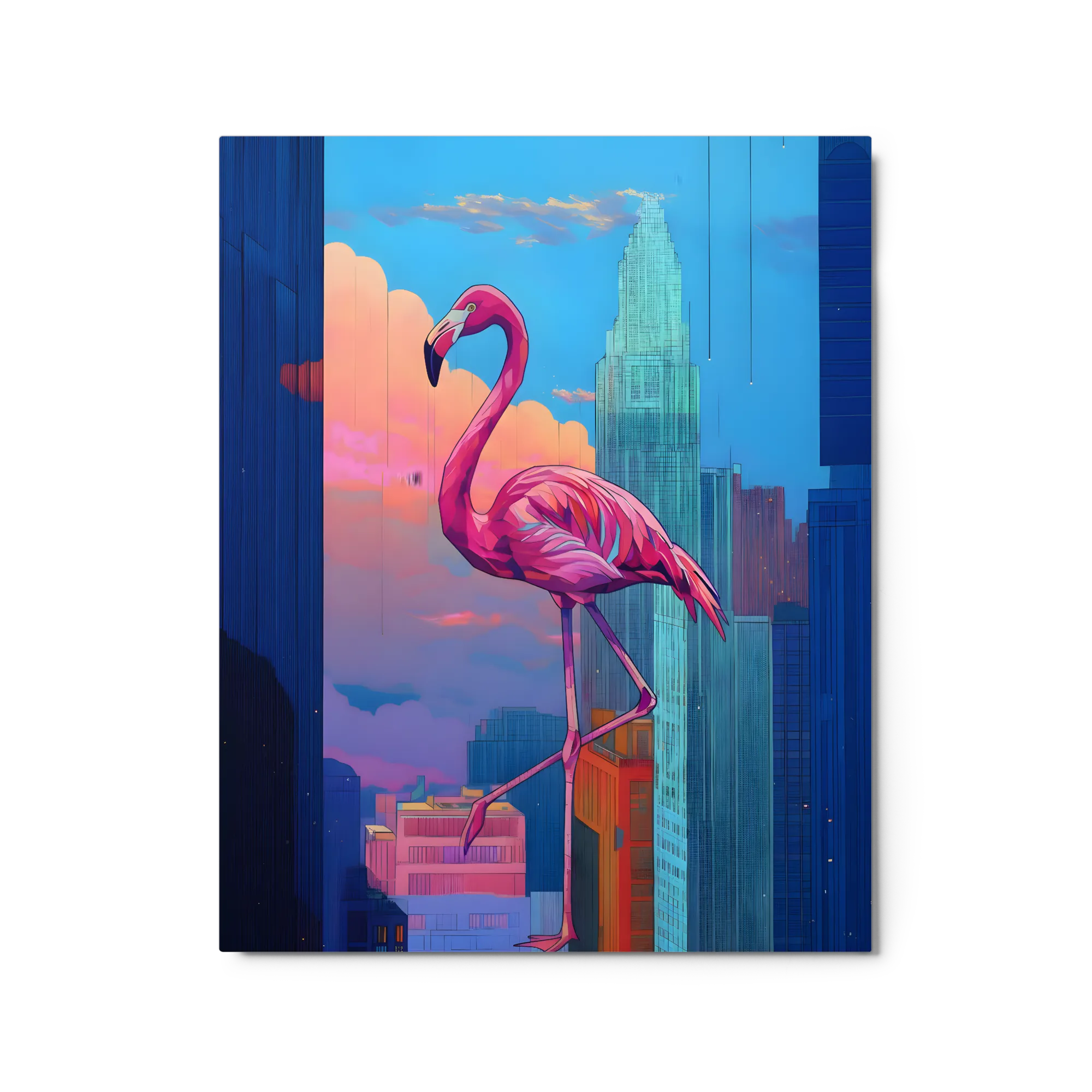 Urban Flamingo 
 Canvas with White Frame