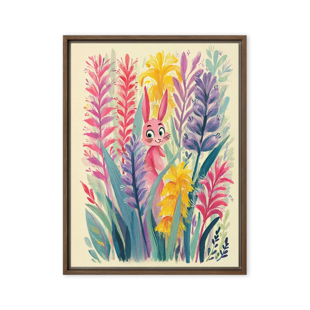 Pink Rabbit in Tall Flowers | Art Print