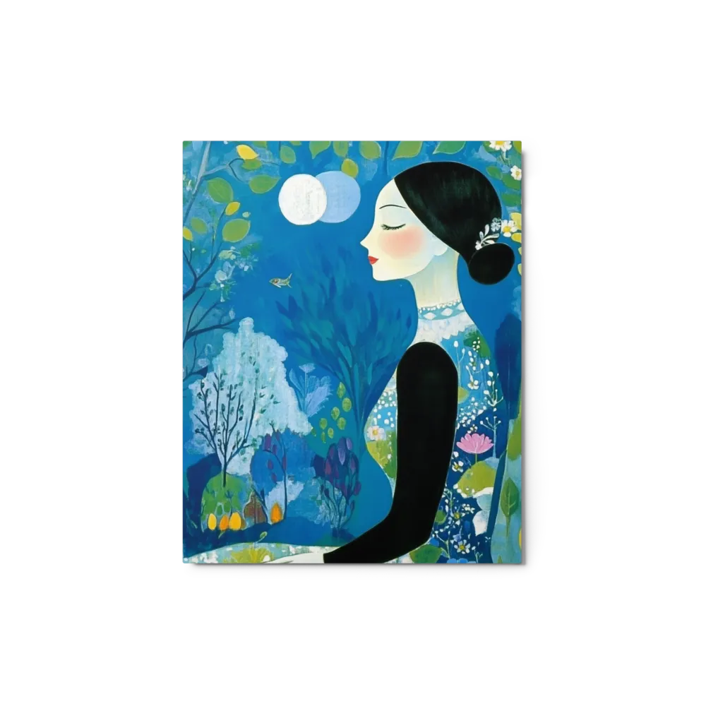 Serene Woman in Blue Forest