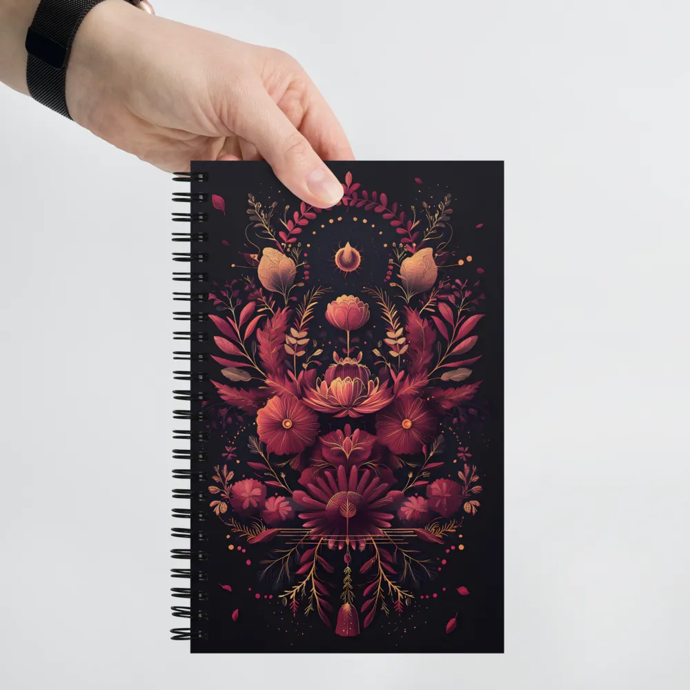 Golden Floral Symmetry 
 Spiral Notebook | 140 pages