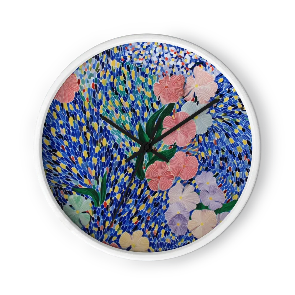 Pointillist Garden of Blossoms | Wall Clock