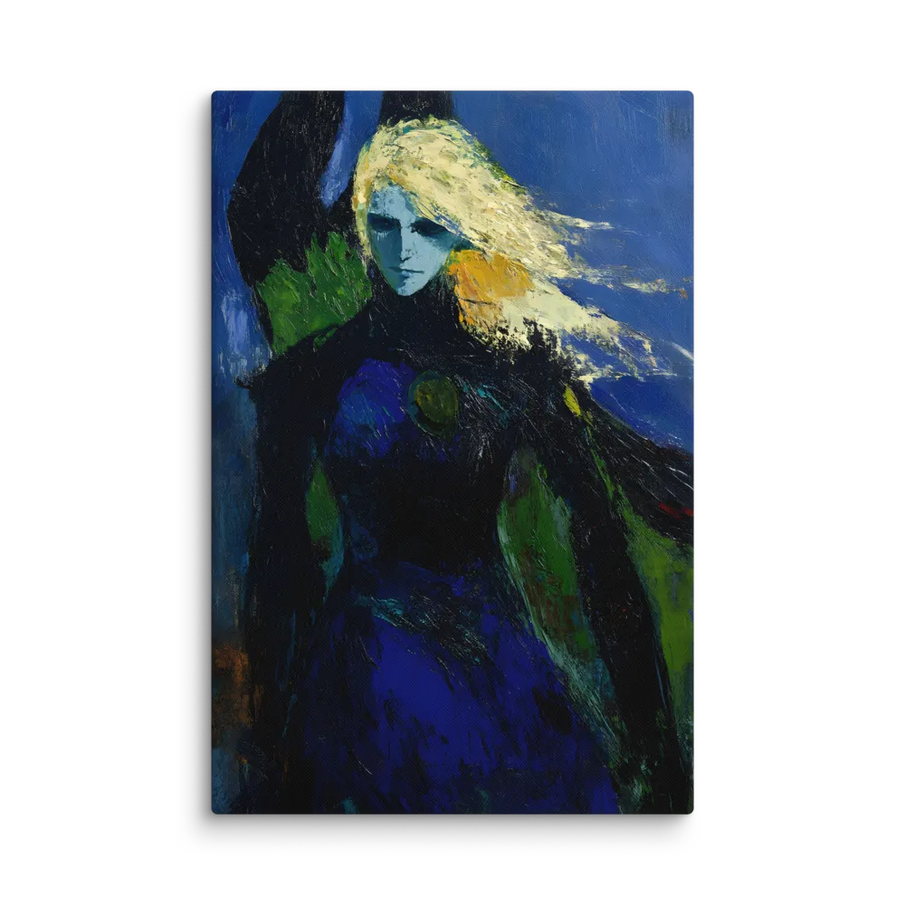 Expressionist Woman Portrait 
 Canvas with White Frame