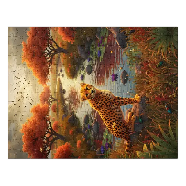Cheetah at the Autumn River | Jigsaw Puzzles