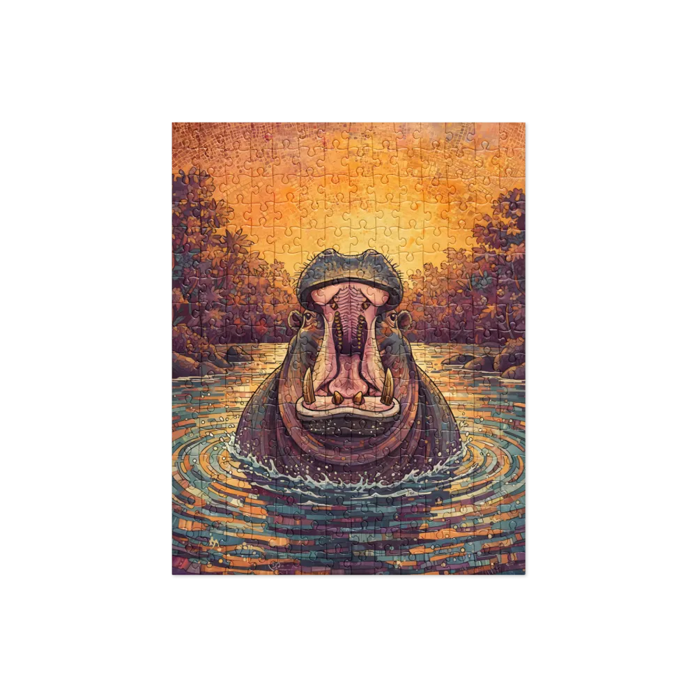 Sunrise Hippo 
 Jigsaw Puzzle in Tin Box