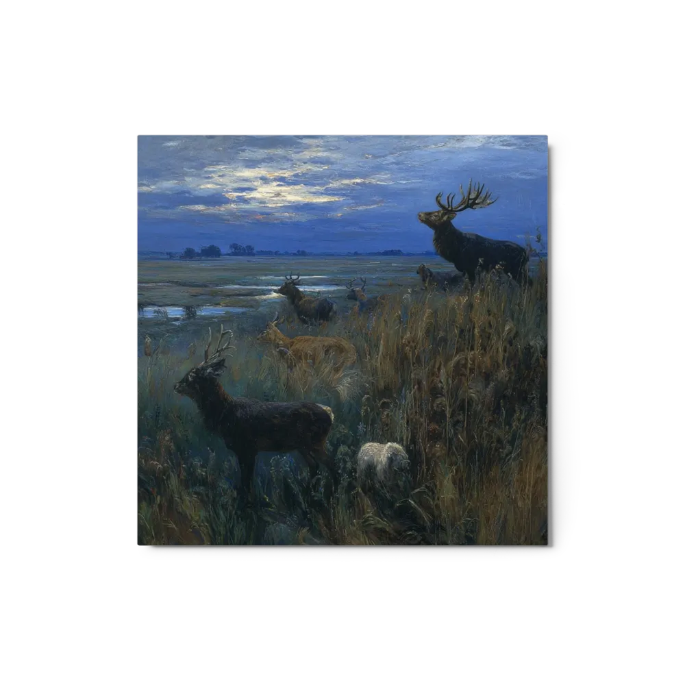 Stags in Marshland at Twilight | Art Print