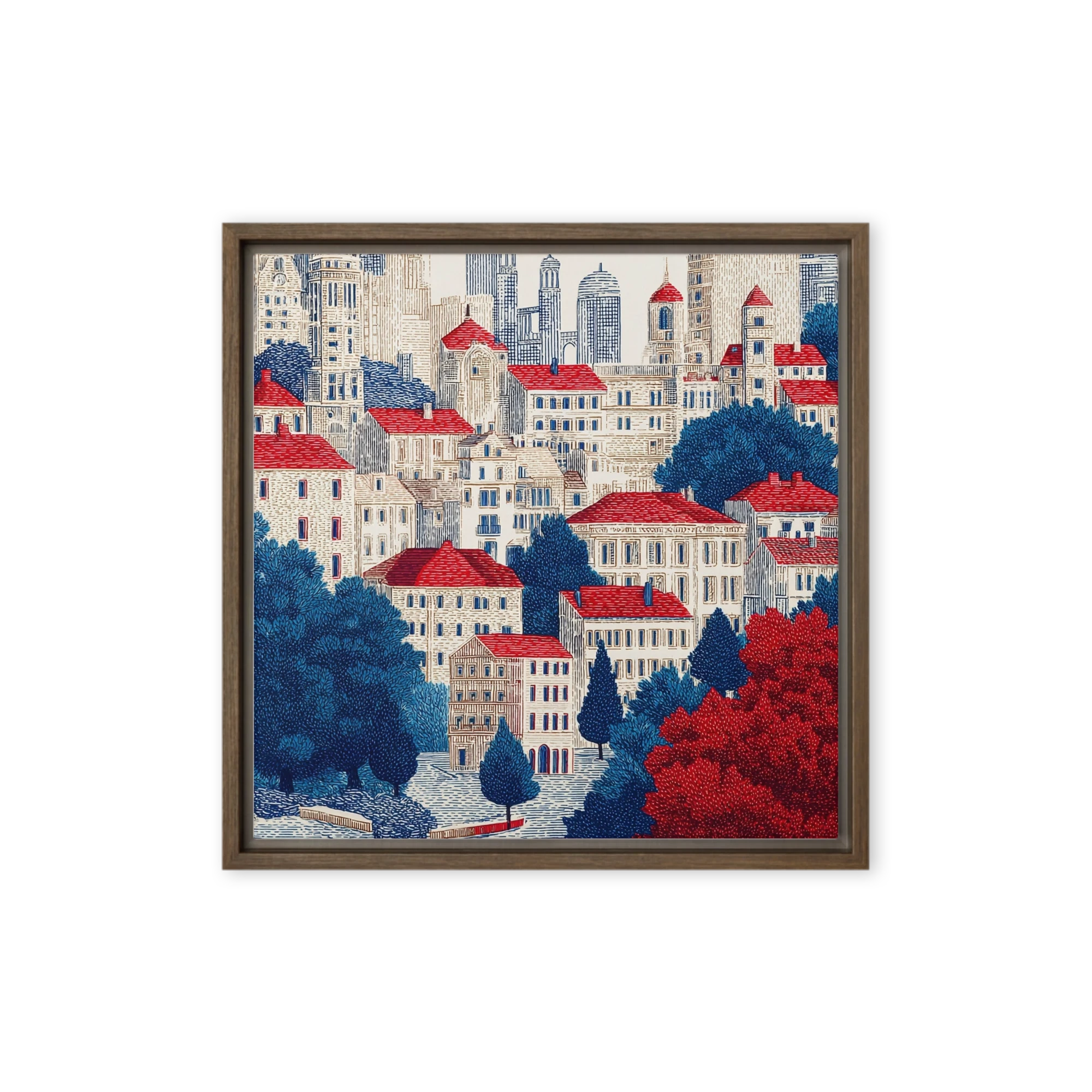 Red Roof Cityscape | Art Print