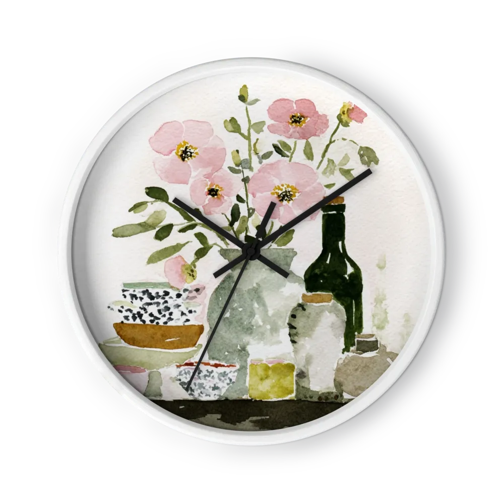 Pastel Watercolor Reverie Clocks — Rose Pink On White
