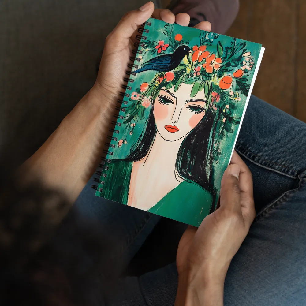 Woman with Bird Crown 
 Spiral Notebook | 140 pages