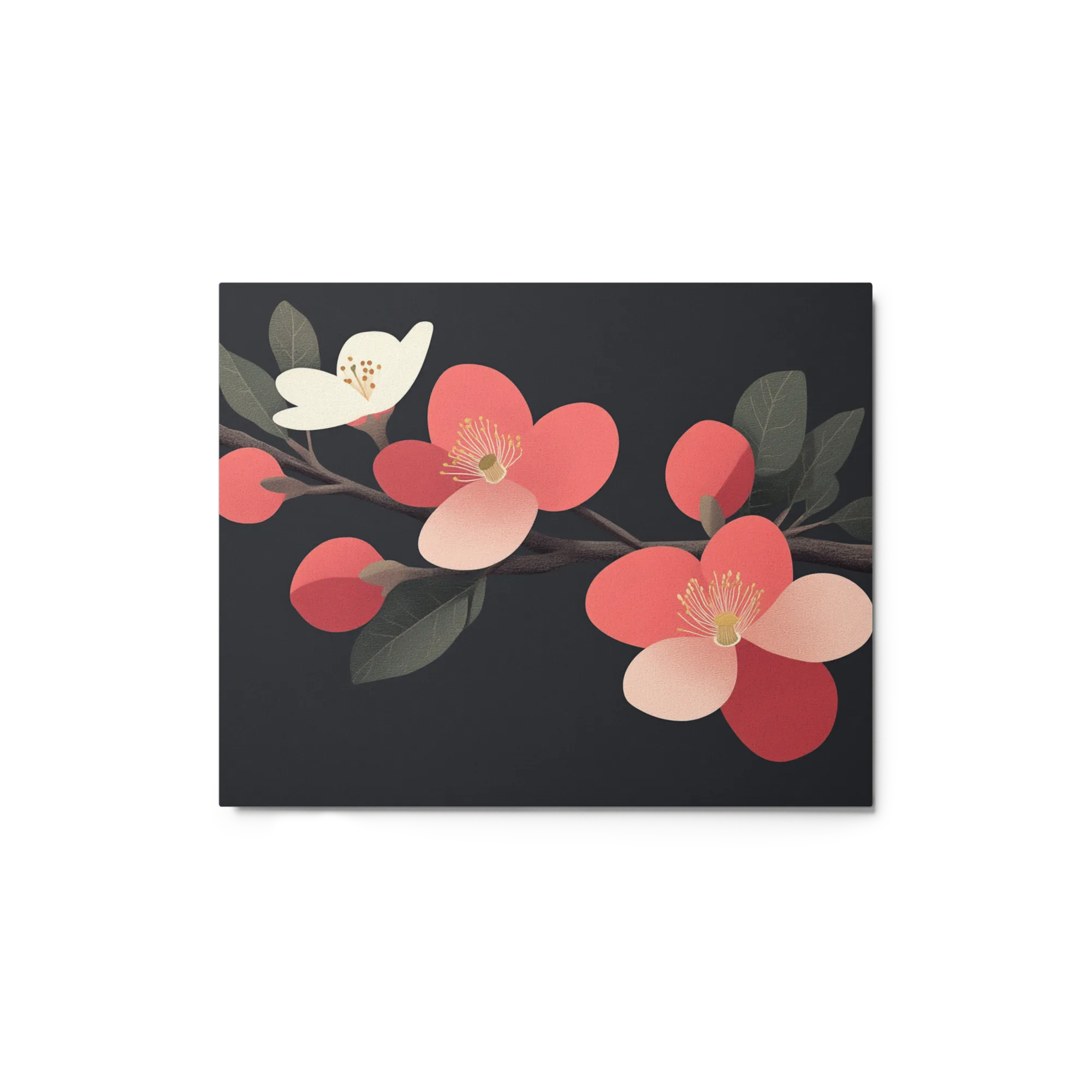 Coral Blossoms on Charcoal