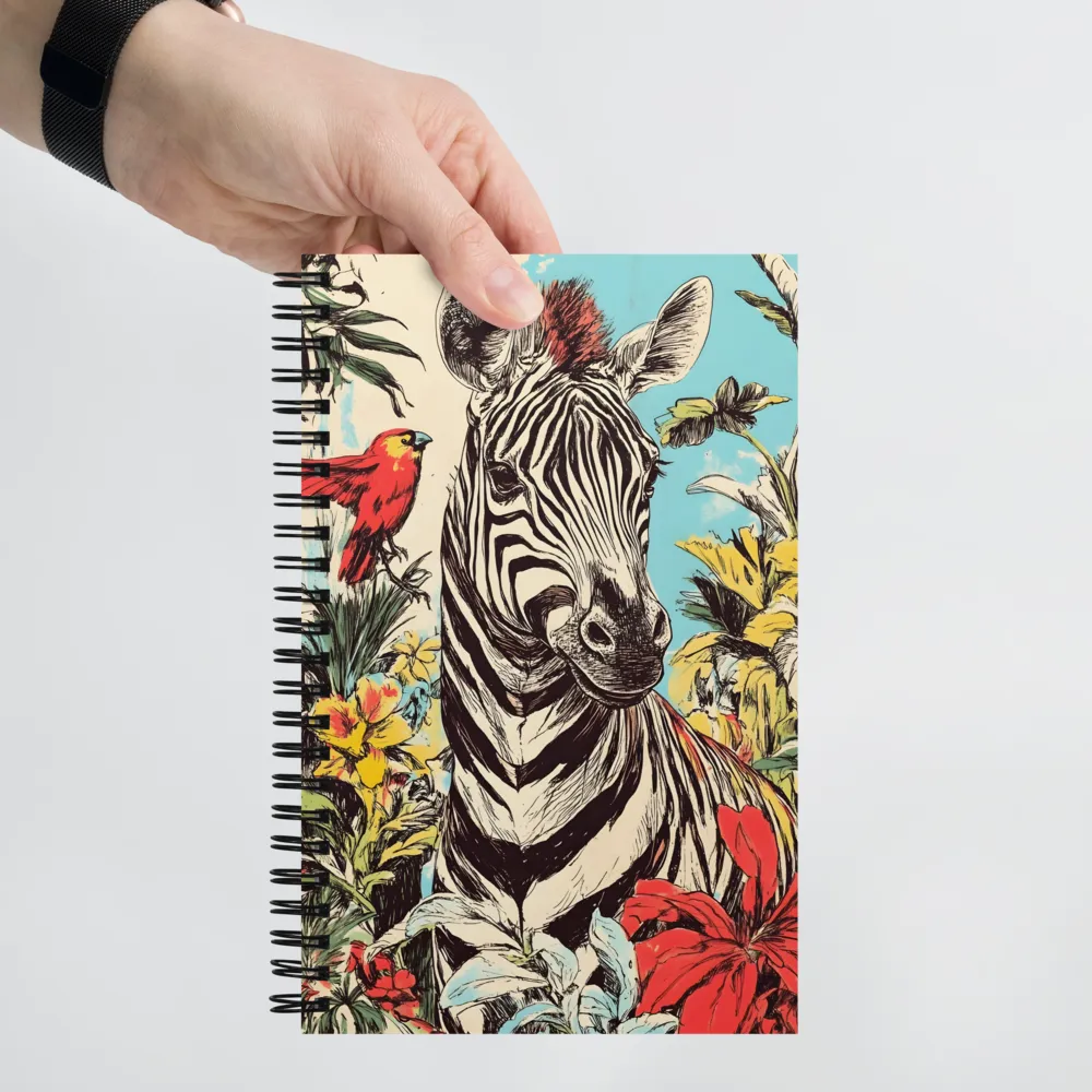 Tropical Zebra & Bird Illustration 
 Spiral Notebook | 140 pages