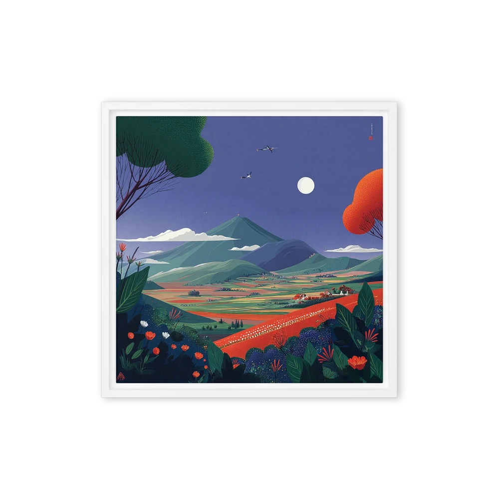 Moonlit Mountain Landscape | Art Print