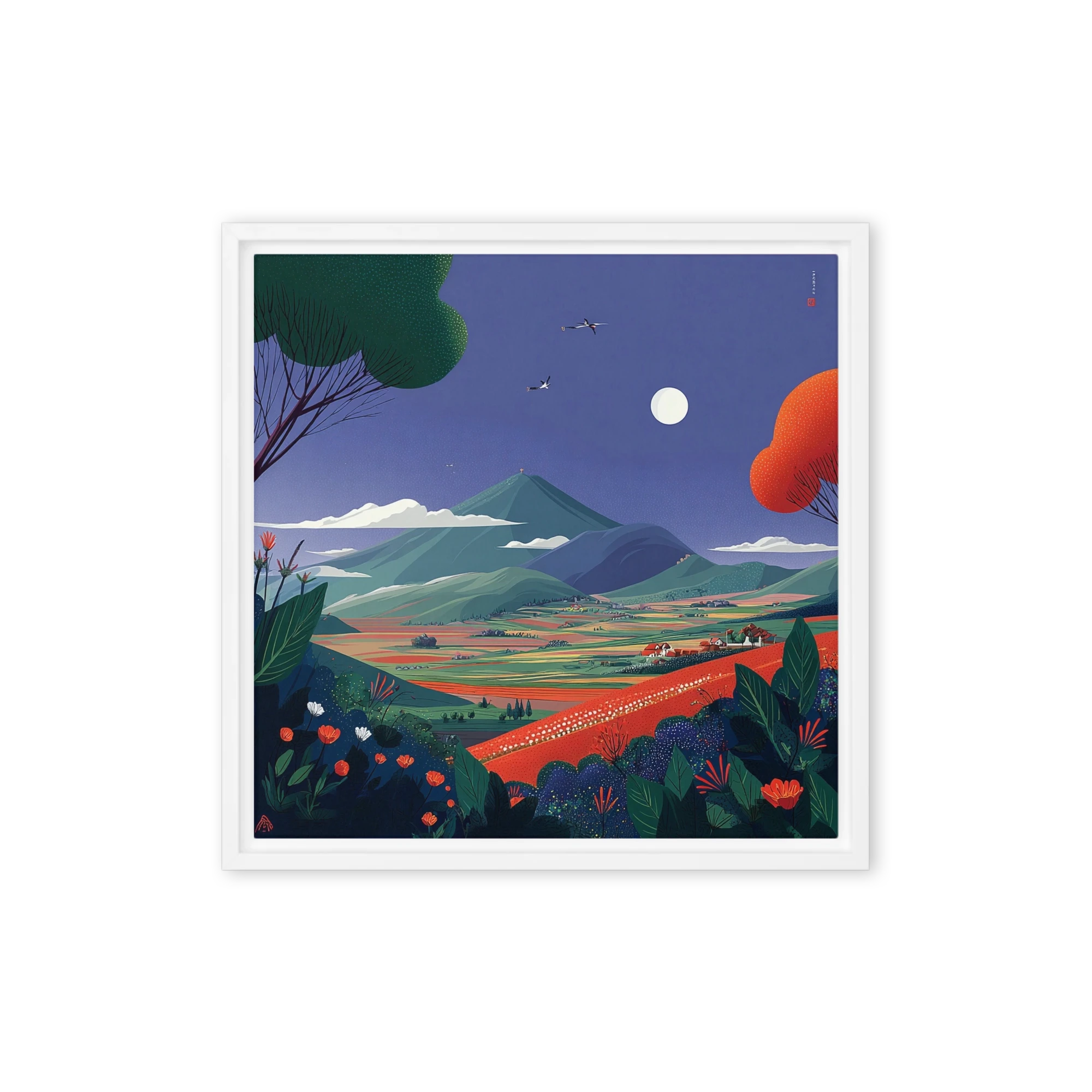 Moonlit Mountain Landscape | Art Print