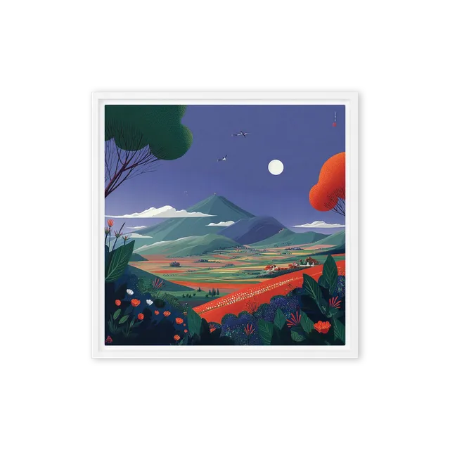 Moonlit Mountain Landscape | Art Print
