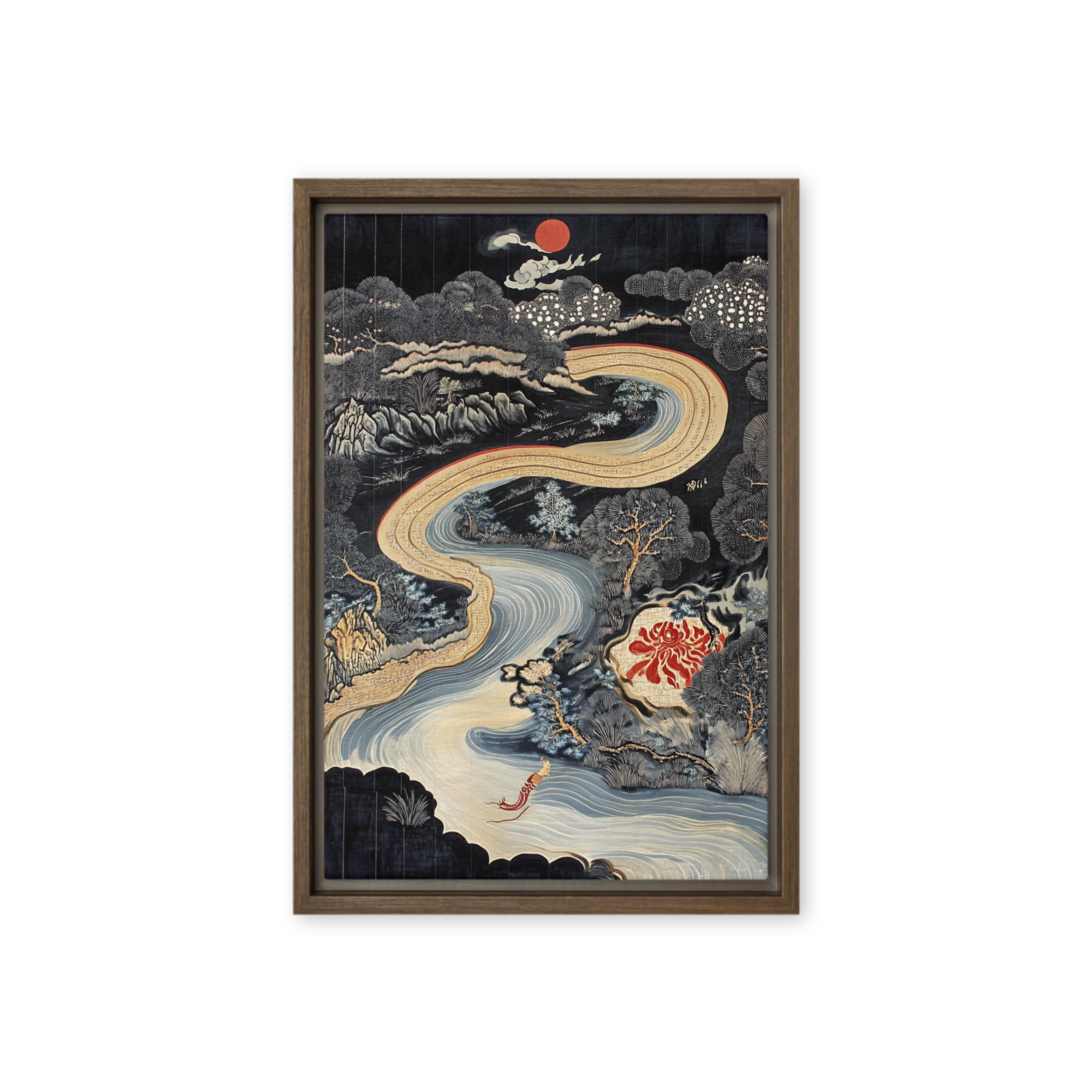 Ukiyo-e Style Landscape with River
