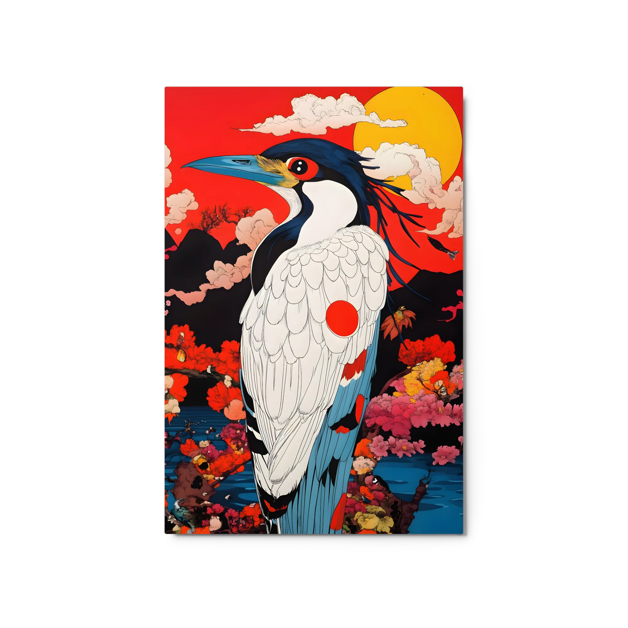 Neo-Ukiyo-e Reiher und Kirschblüten