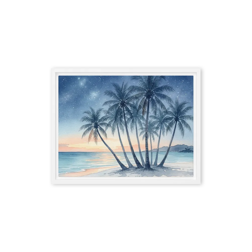 Starry Tropical Night Watercolor 
 Poster with Black Frame | 20″x 30″