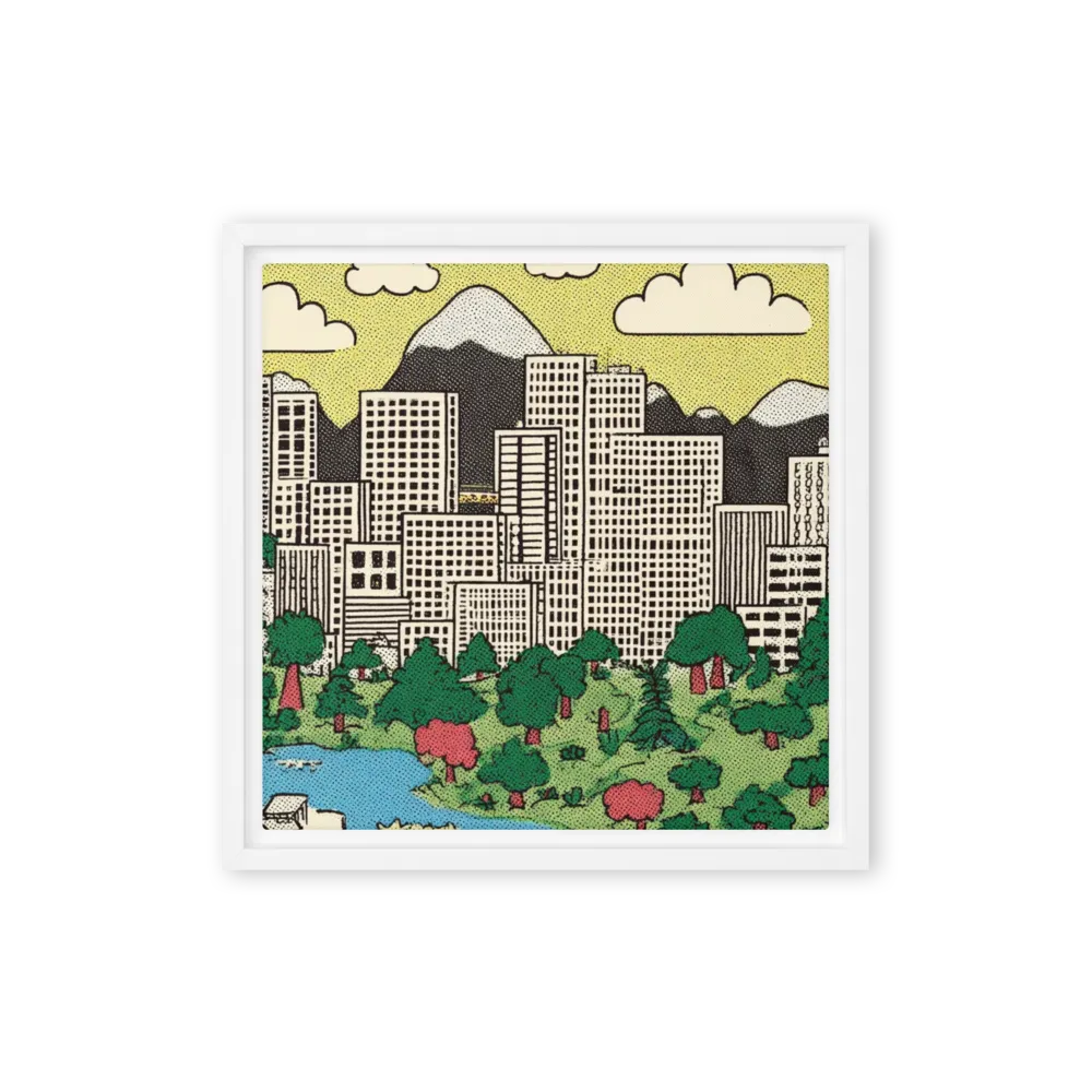 Metropolis in Halftone 
 Canvas | 18″x 18″