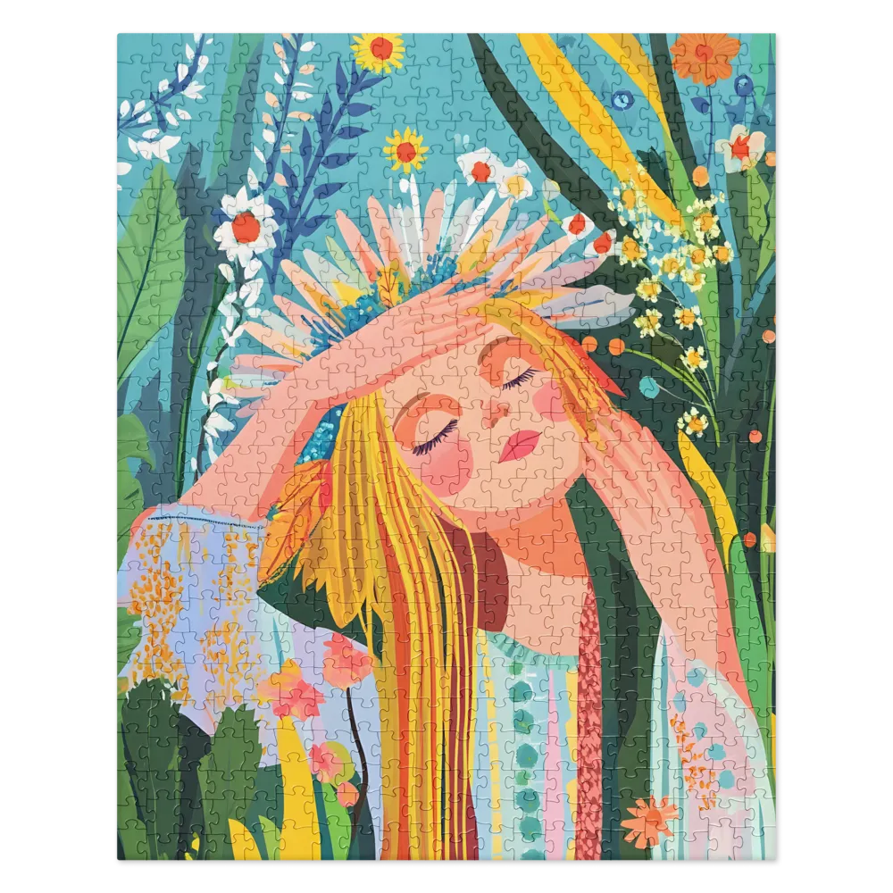 Floral Dreamscape Woman 
 Jigsaw Puzzle in Tin Box