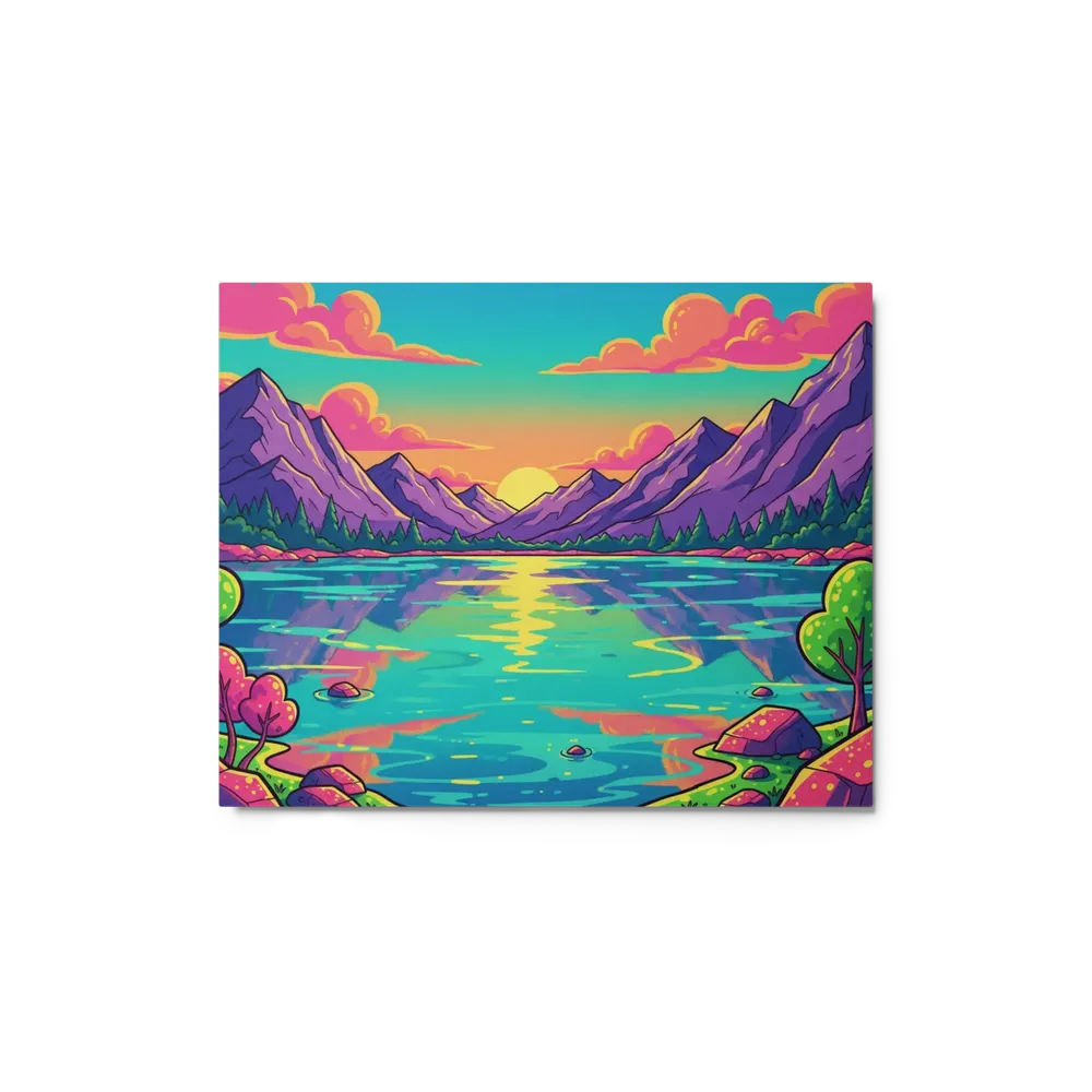 Neon Mountain Lake | Art Print