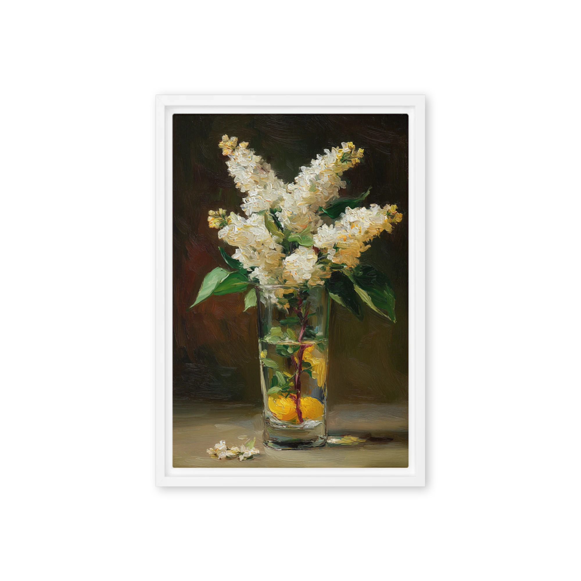 White Lilacs in Glass Vase | Art Print