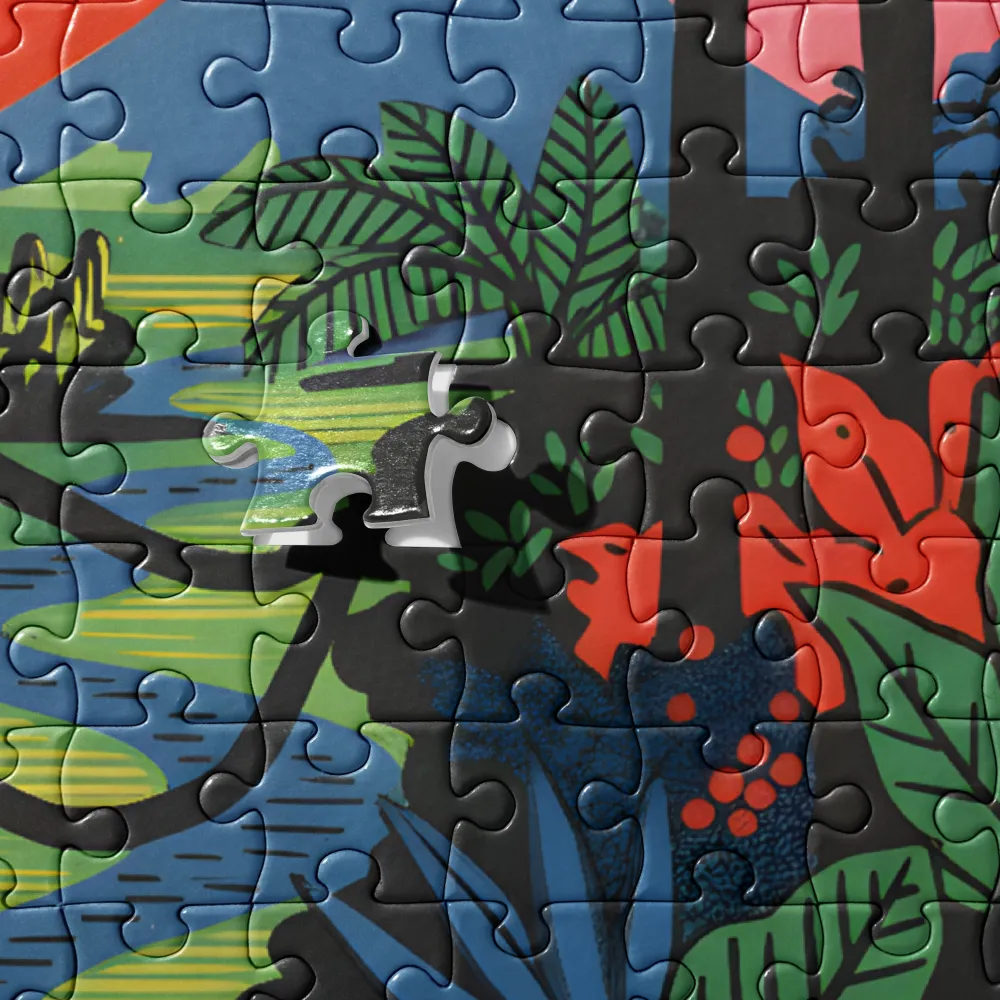 Tropical Jungle Sunset 
 Jigsaw Puzzle