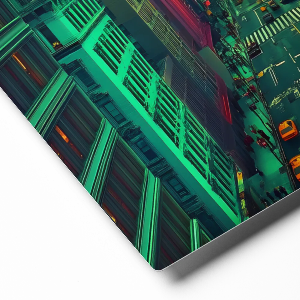 Neon Metropolis Streets 
 Poster with White Frame | 12″x 12″