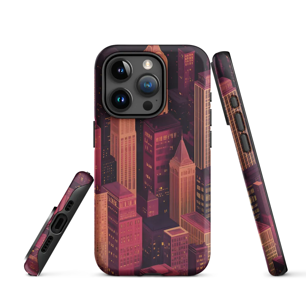 Cityscape Illustration in Purple and Pink | Phone Case