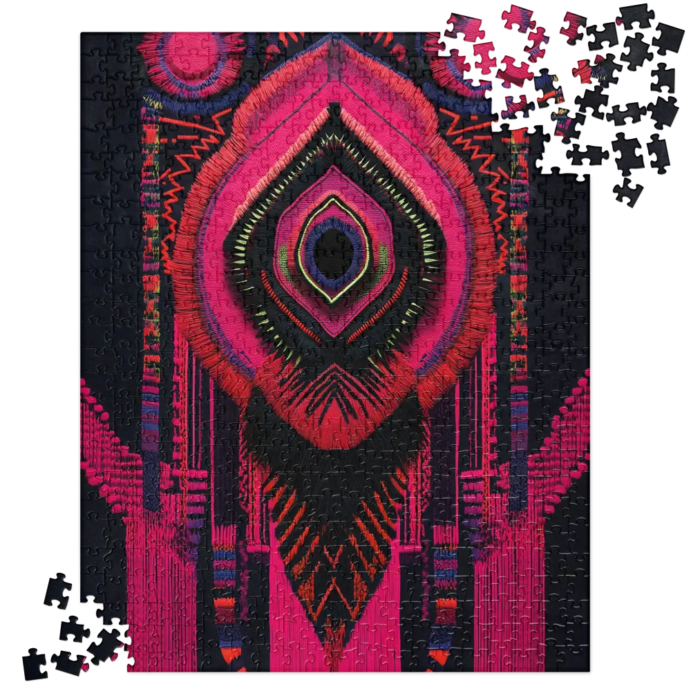 Intricate Textile Mask 
 Jigsaw Puzzle in Tin Box