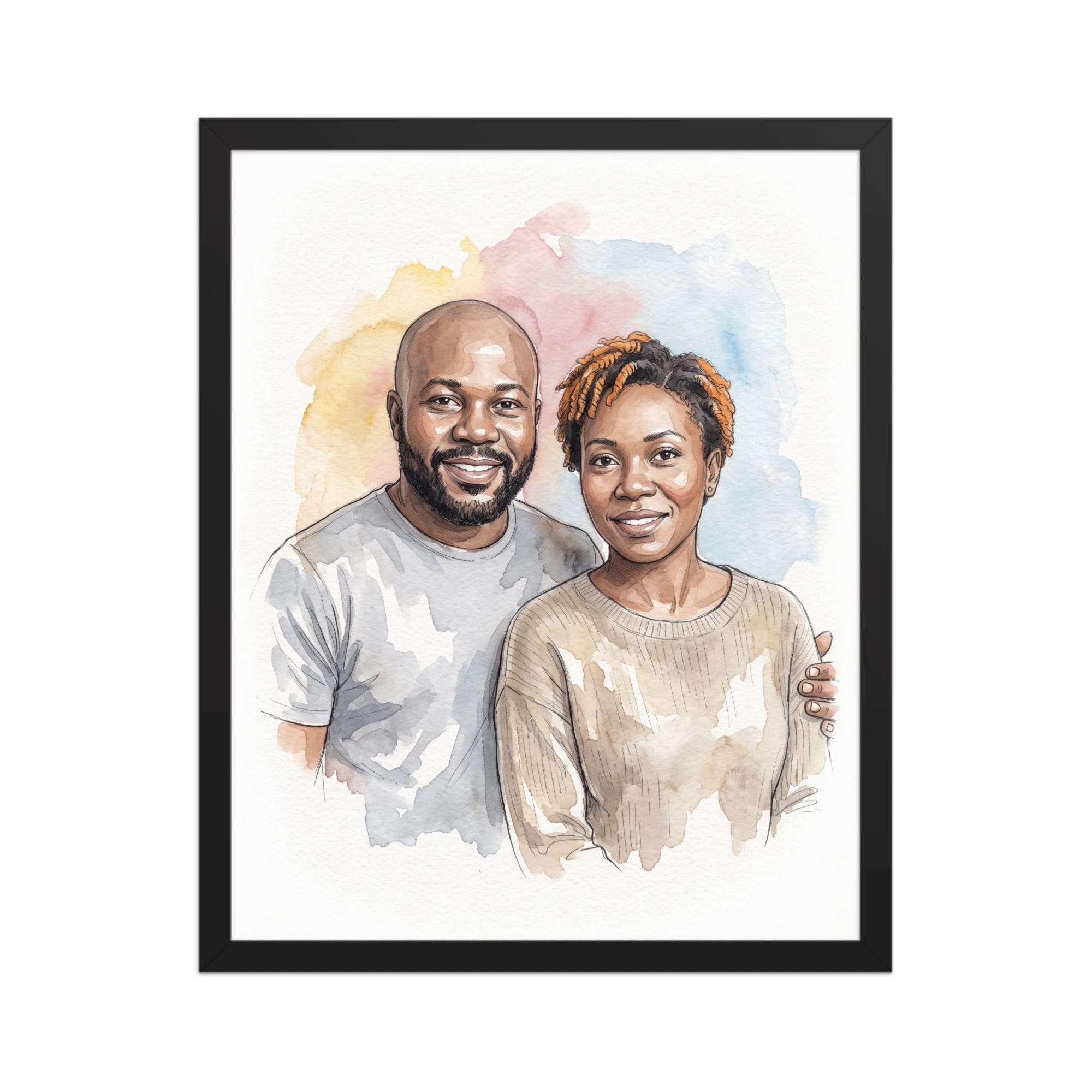 Watercolor Sketch Couple Portrait — example