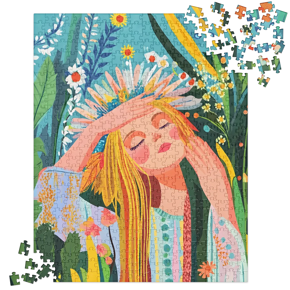 Floral Dreamscape Woman 
 Jigsaw Puzzle in Tin Box
