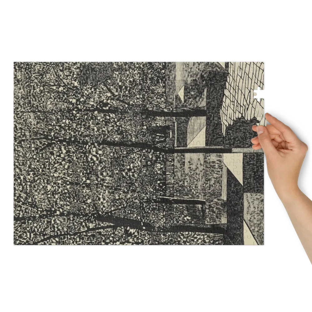 Abstract Black and White Landscape with Trees | Jigsaw Puzzle (252/520 pieces)