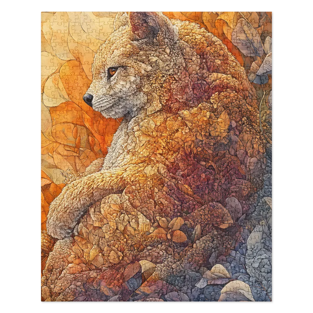 Organic Fox Mosaic 
 Jigsaw Puzzle in Tin Box
