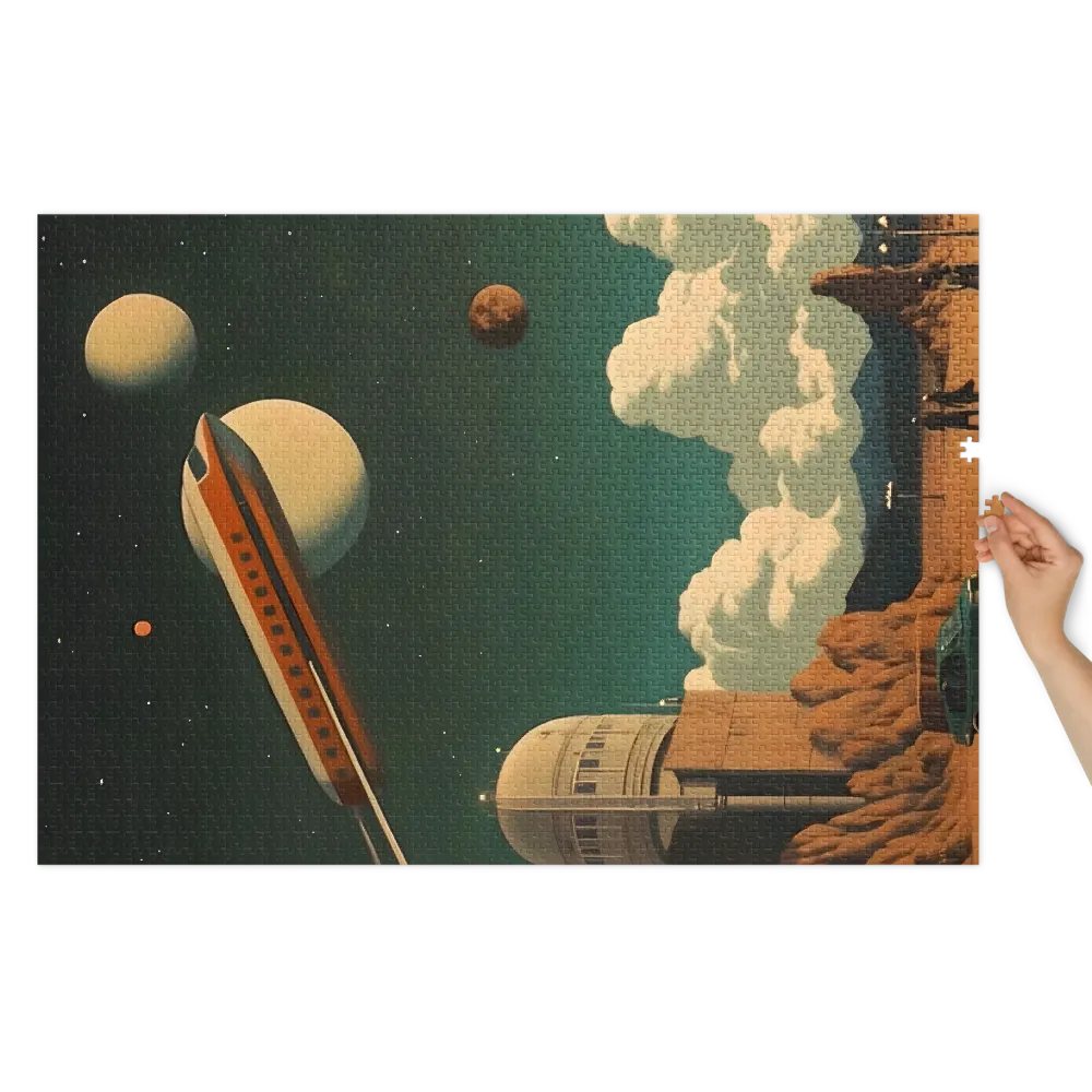 Surreal Spaceship and Planets | Jigsaw Puzzle (252/520 pieces)