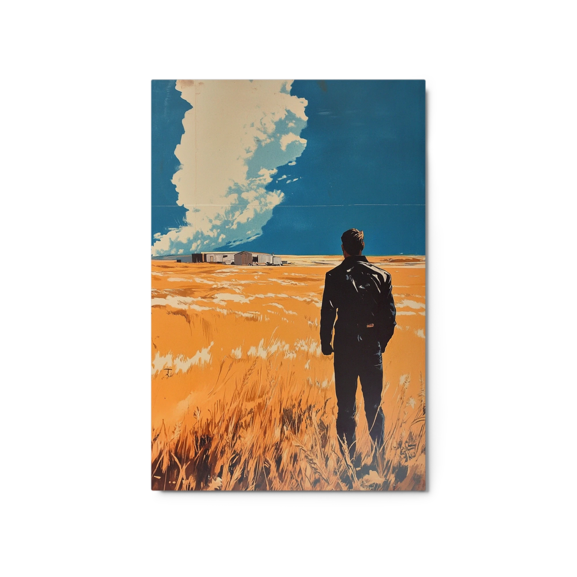 Solitary Man in Vibrant Landscape