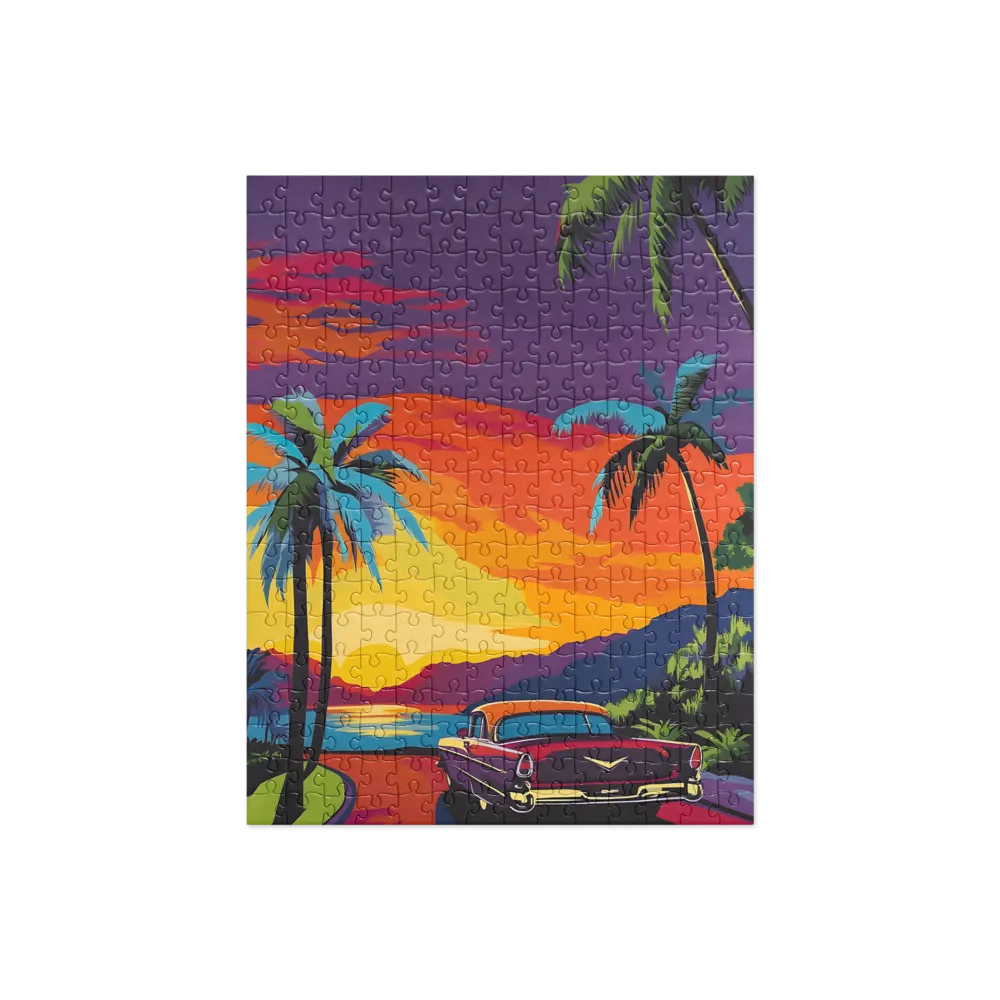 Tropical Sunset Car Ride 
 Jigsaw Puzzle