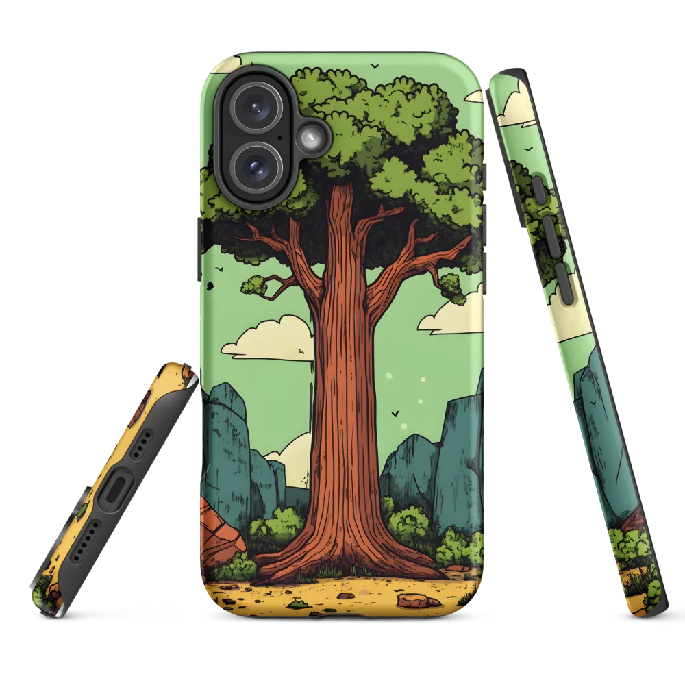 Tall Tree in Rocky Landscape