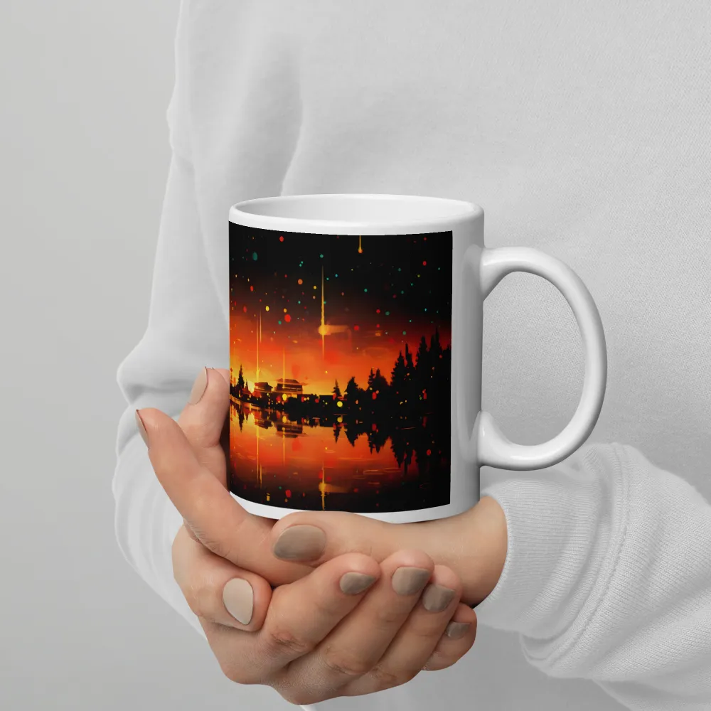Pagoda Reflections at Dusk 
 Mug with Red inside | 15 oz