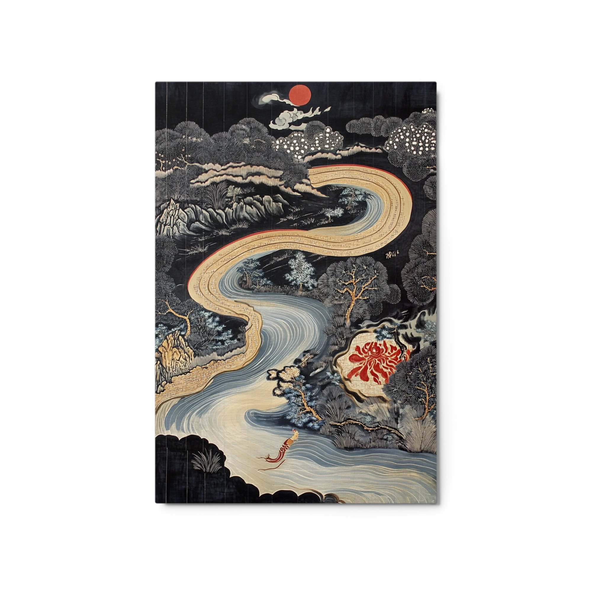 Ukiyo-e Style Landscape with River