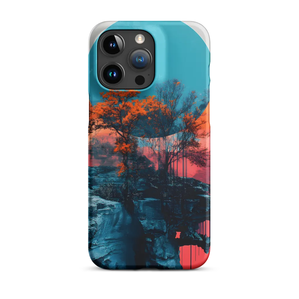 Abstract Landscape with Blue Sun and Trees | Phone Case