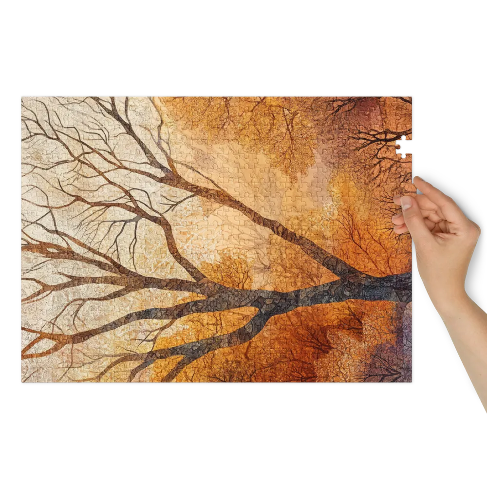 Stylized Tree Landscape in Orange | Jigsaw Puzzle (252/520 pieces)