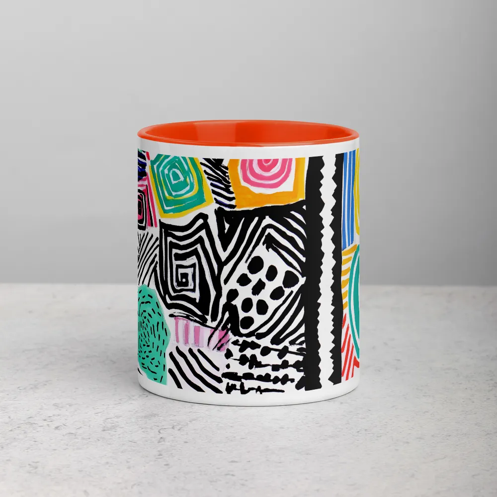 Doodle Patchwork 
 Mug with Red inside