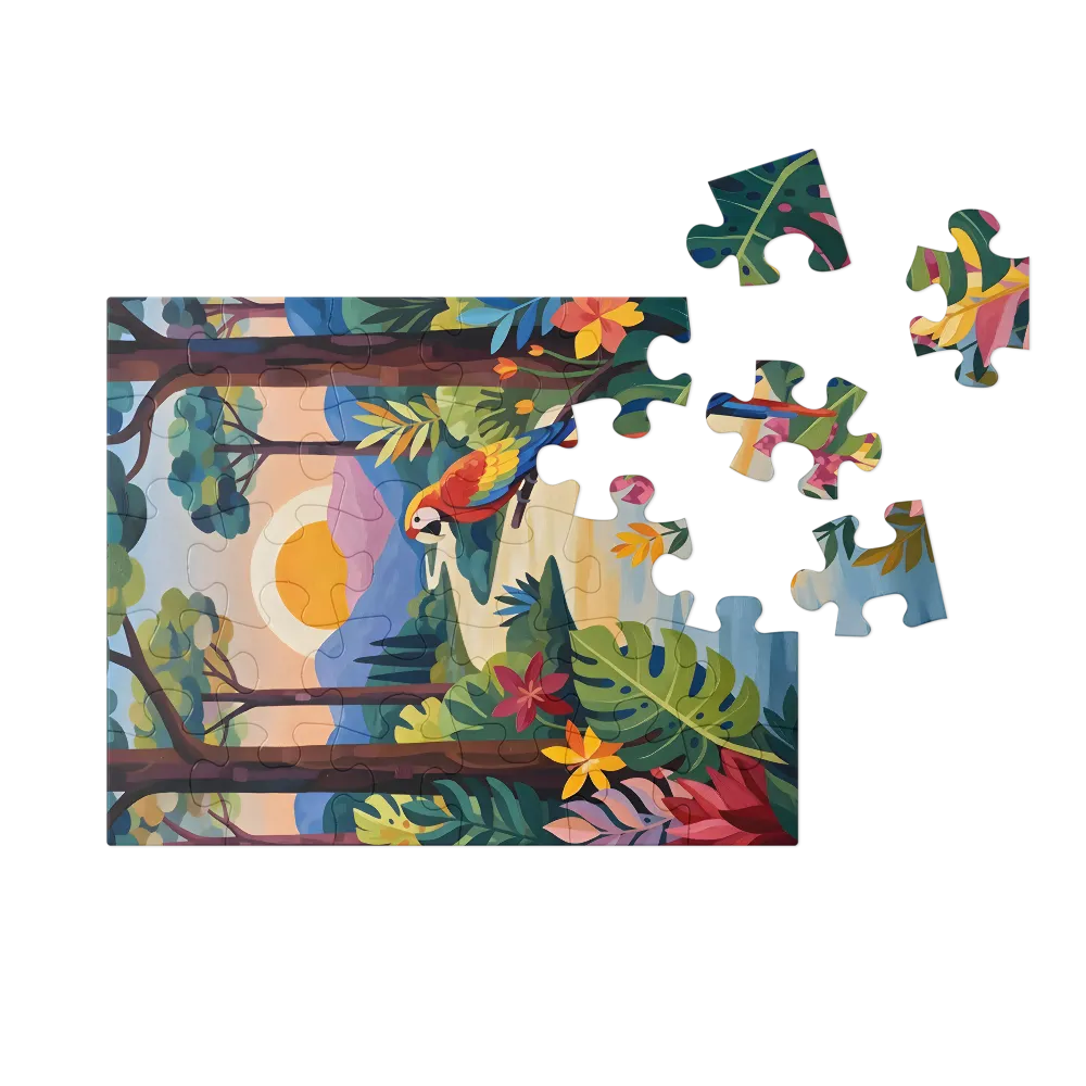 Enchanted Jungle Sunset 
 Jigsaw Puzzle in Tin Box