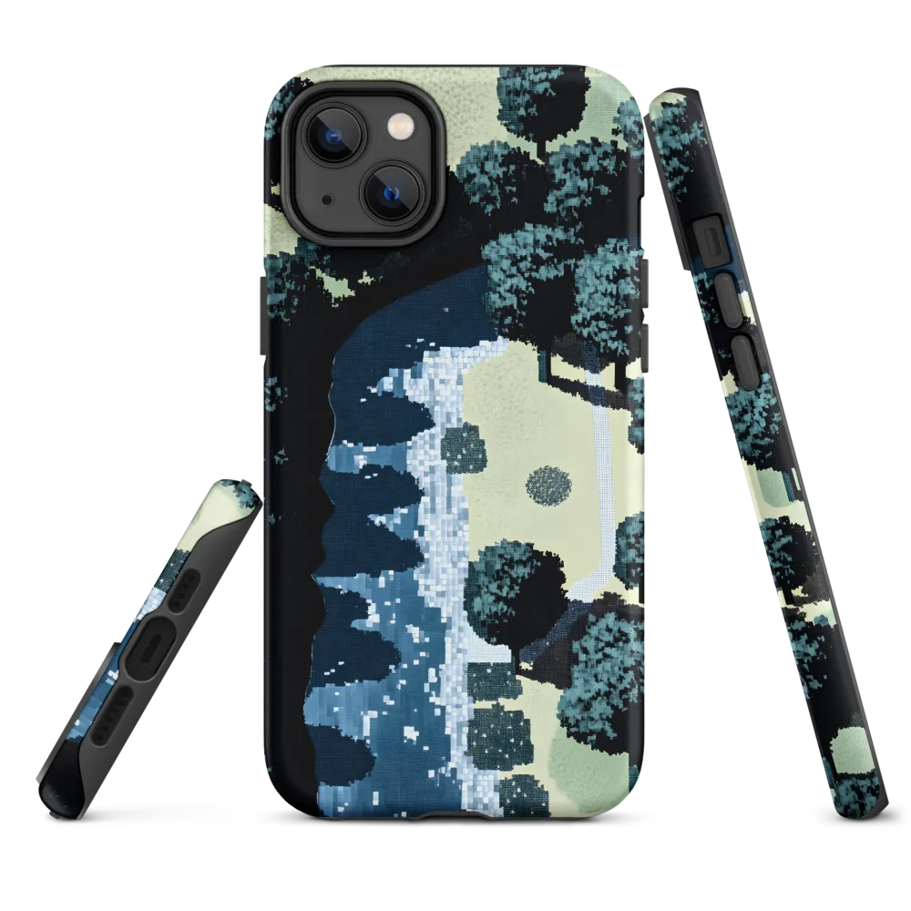 Pixel Art Landscape with River and Trees | Phone Case