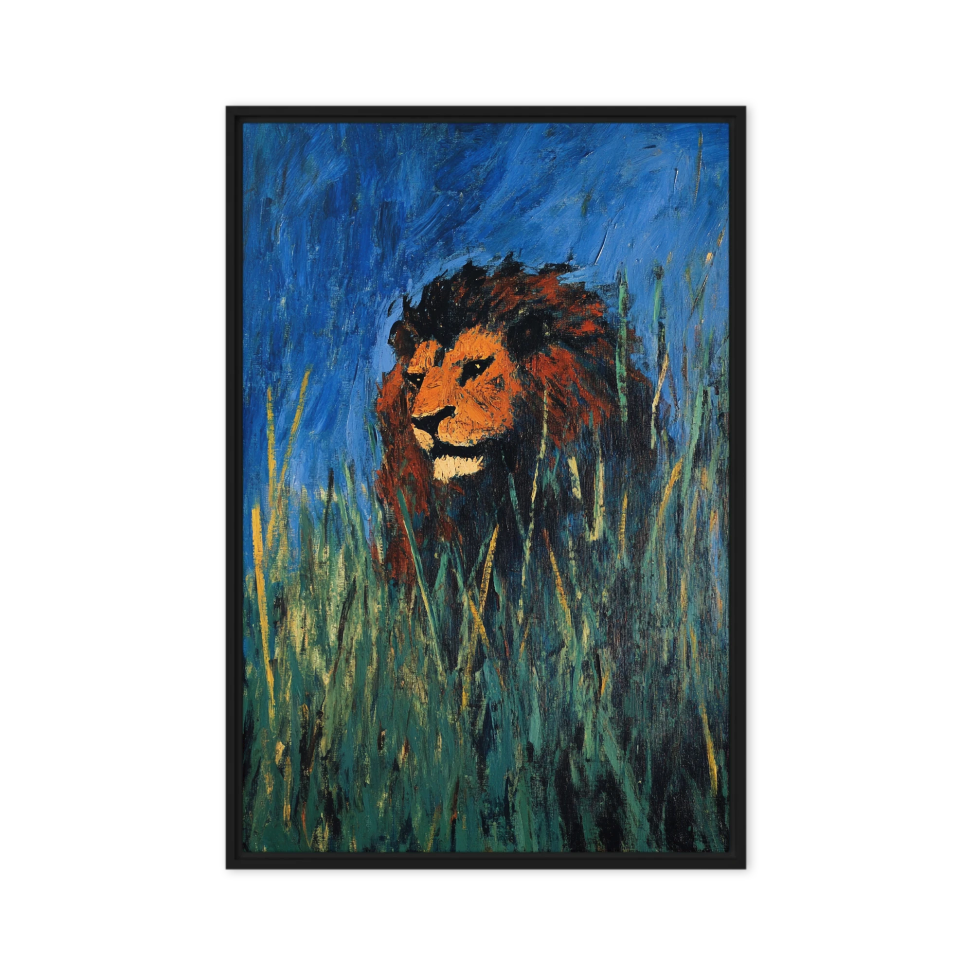 Expressionistic Lion in Grass