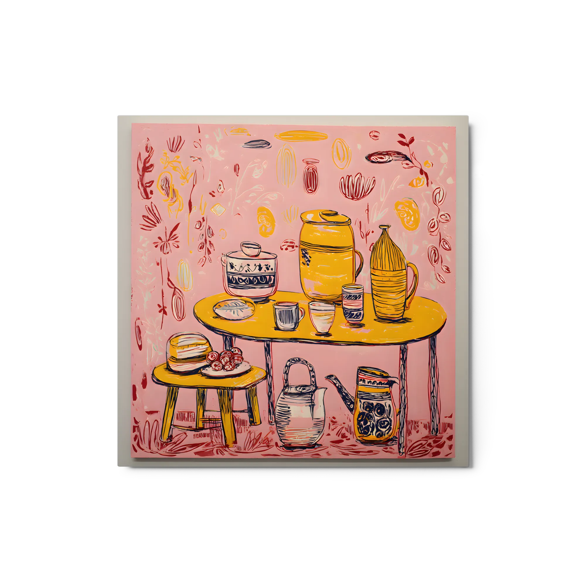 Folk Art Kitchen Still Life 
 Canvas | 12″x 12″