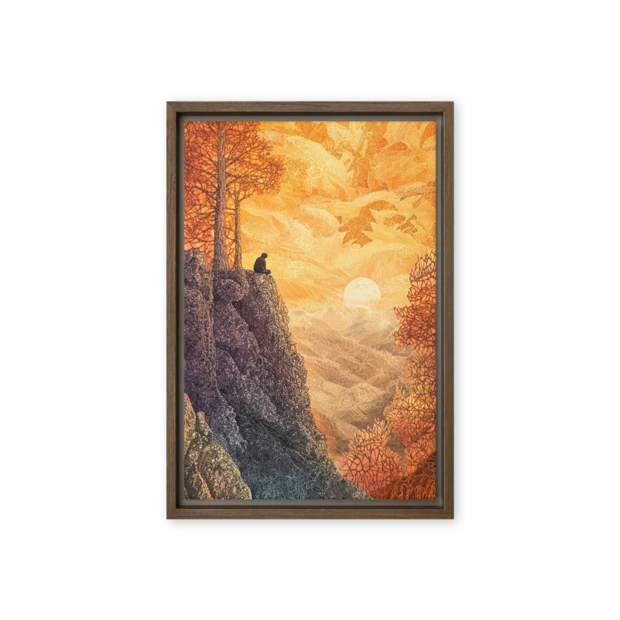 Surreal Landscape with Person and Sunset